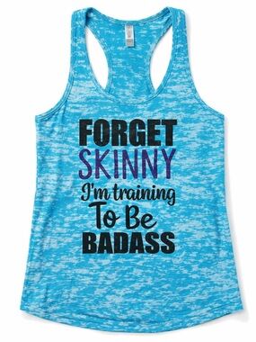 Next Level Apparel Turquoise Blue Racerback Tank with Motivational Graphic